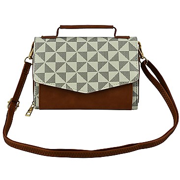 Classic Triangle Checkered Envelope Flap Crossbody Bag