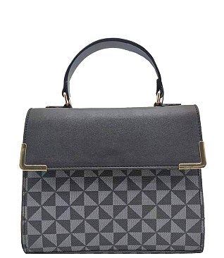 Triangle Checkered Monogram Top Handle Satchel