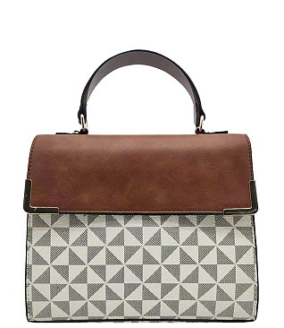 Triangle Checkered Monogram Top Handle Satchel