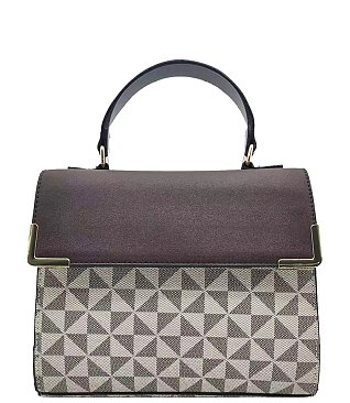 Triangle Checkered Monogram Top Handle Satchel