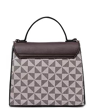 Triangle Checkered Monogram Twist Lock Flap Satchel