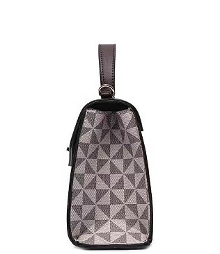 Triangle Checkered Monogram Twist Lock Flap Satchel