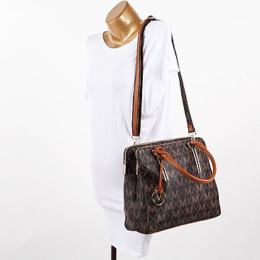 SIGNATURE M PRINT MULTI COMPARTMENT SATCHEL