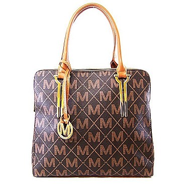 SIGNATURE M PRINT MULTI COMPARTMENT SATCHEL