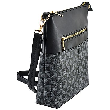 Classic Triangle Checkered Pocket Crossbody Bag