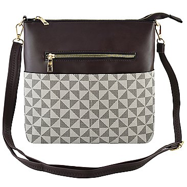 Classic Triangle Checkered Pocket Crossbody Bag