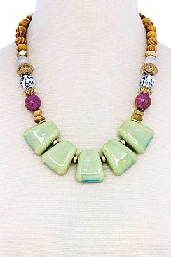 FASHION MULTI BEADED STATEMENT COLLAR NECKLACE JY-PON1398