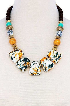 FASHION MULTI BEADED STATEMENT COLLAR NECKLACE JY-PON1398