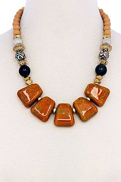 FASHION MULTI BEADED STATEMENT COLLAR NECKLACE JY-PON1398