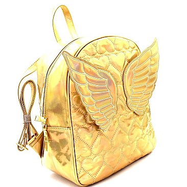 Iridescent Metallic Angel Wing Heart Pattern Novelty Backpack MH-PP6745