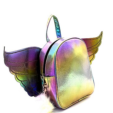 Chic Pom Pom Accent Removable Angel Wing Novelty Backpack MH-PP6746