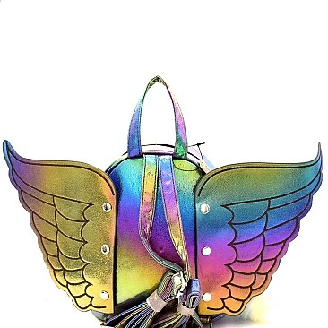 Chic Pom Pom Accent Removable Angel Wing Novelty Backpack MH-PP6746