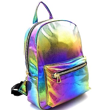 Rainbow Iridescent Metallic Fashion Backpack Multi MH-PP6685