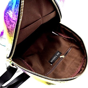 Rainbow Iridescent Metallic Fashion Backpack Multi MH-PP6685