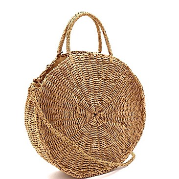 ROUND BOHEMIAN STRAW SATCHEL