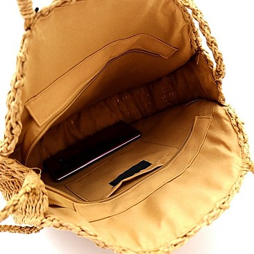 ROUND BOHEMIAN STRAW SATCHEL