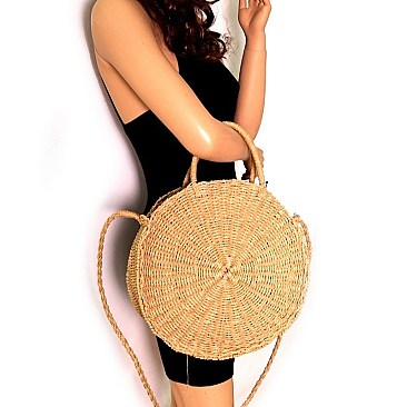 ROUND BOHEMIAN STRAW SATCHEL