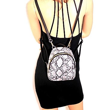 2 WAY SNAKE PRINT BACKPACK