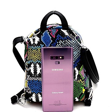 Medium Snake Print 2-Way Backpack Shoulder Bag