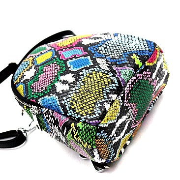 Medium Snake Print 2-Way Backpack Shoulder Bag