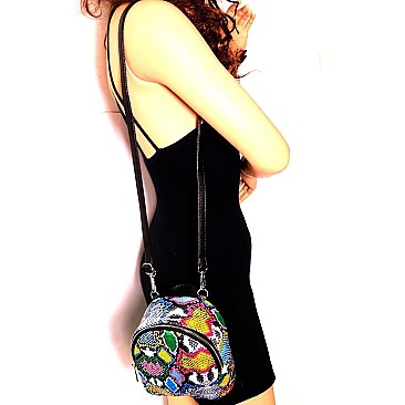 Medium Snake Print 2-Way Backpack Shoulder Bag