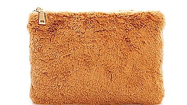 FASHION SOFT FUR FLUFFY SIDE CLUTCH WITH LONG STRAP