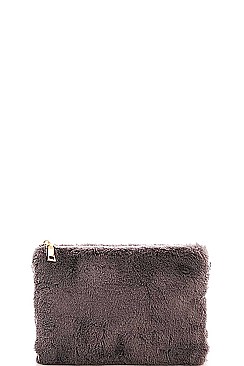 FASHION SOFT FUR FLUFFY SIDE CLUTCH WITH LONG STRAP