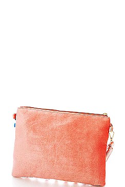 Puff Ball Details Lovely Clutch with Two Straps