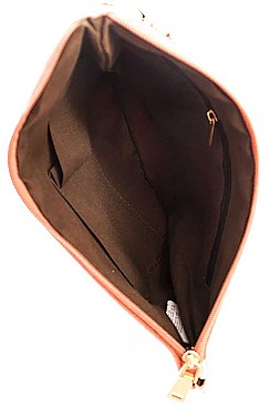 Puff Ball Details Lovely Clutch with Two Straps