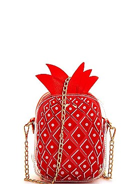 Trendy 2in1 Pineapple Clutch Crossbody with Long Chain JY-PPC-6237