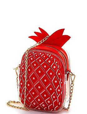 Trendy 2in1 Pineapple Clutch Crossbody with Long Chain JY-PPC-6237