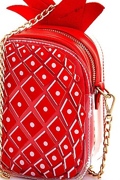Trendy 2in1 Pineapple Clutch Crossbody with Long Chain JY-PPC-6237