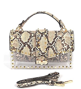 MULTI COLOR COAT CLEAR TRANSLUCENT SNAKESKIN CLUTCH