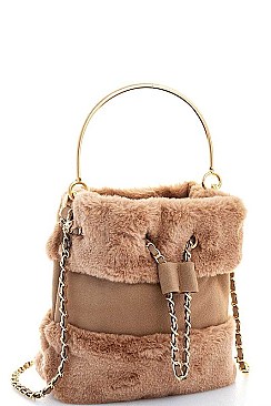 FUR CROSSBODY CLUTCH WITH LINKED CHAIN
