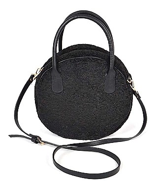 SOFT CIRCULAR FAUX FUR CROSSBODY CLUTCH