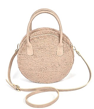 SOFT CIRCULAR FAUX FUR CROSSBODY CLUTCH