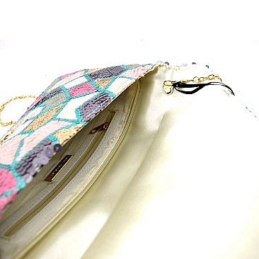 Fancy Multi-colored Sequin Envelope Clutch