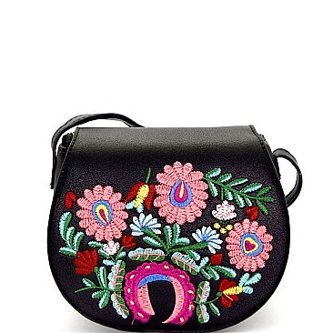 PPC5584-LP Flower Embroidery Flap Cross Body