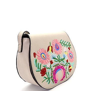 PPC5584-LP Flower Embroidery Flap Cross Body