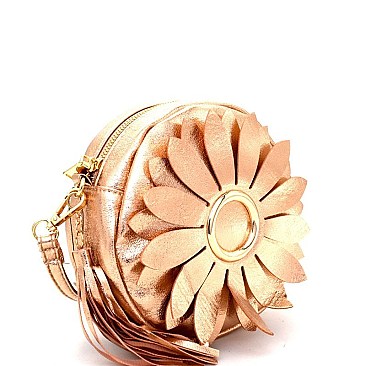 PPC5756-LP Sunflower Theme Metallic Round Cross Body