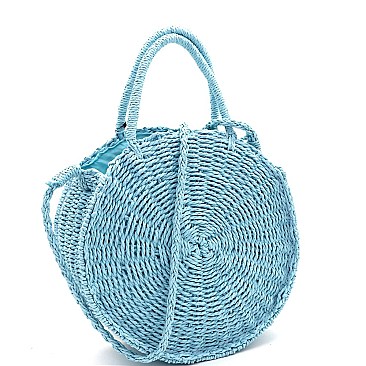 2-Way Woven Straw Bohemian Round Circle Satchel