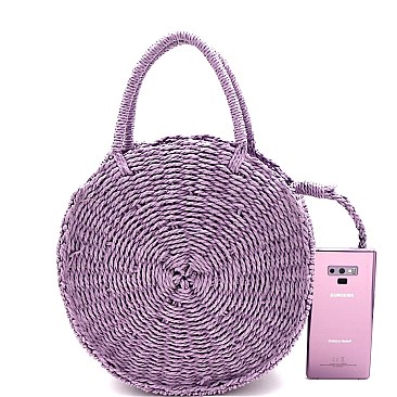 2-Way Woven Straw Bohemian Round Circle Satchel