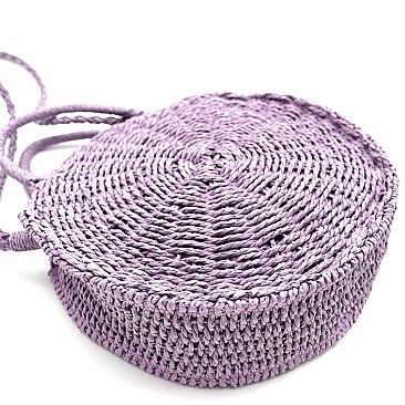 2-Way Woven Straw Bohemian Round Circle Satchel