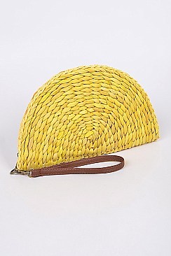 Fashion Half Circle Straw Clutch.