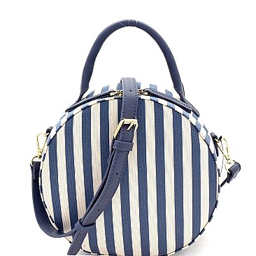 Vintage Pinstripe Print Canvas Round Satchel MH-PPC6136