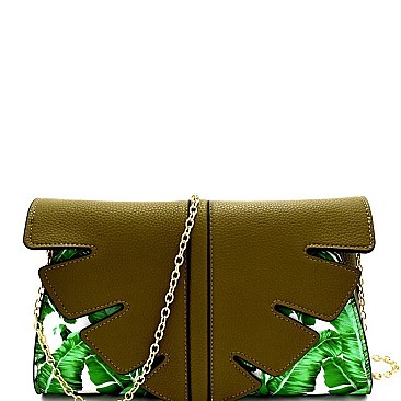Fashionable Palm Tree Inspired Clutch Green MH-PPC6193
