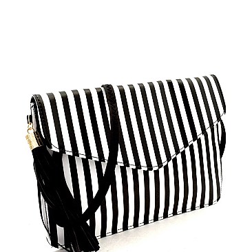 Pin Stripe Tassel Accent Envelope Clutch MH-PPC6434