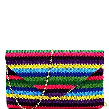 Multi-Color Woven Straw Envelope Clutch MH-PPC6443