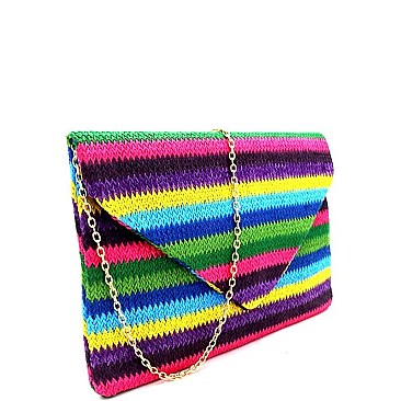 Multi-Color Woven Straw Envelope Clutch MH-PPC6443