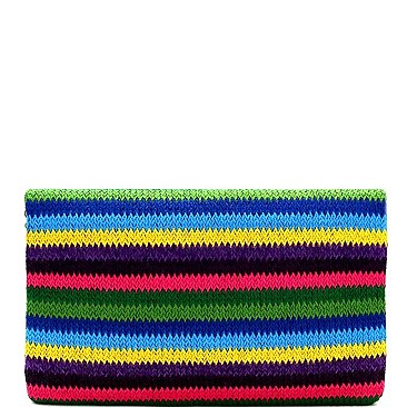 Multi-Color Woven Straw Envelope Clutch MH-PPC6443